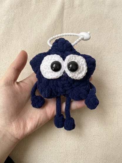 Handmade Amigurumi Big Star Crochet Bag Charm – Plush Keychain Gift