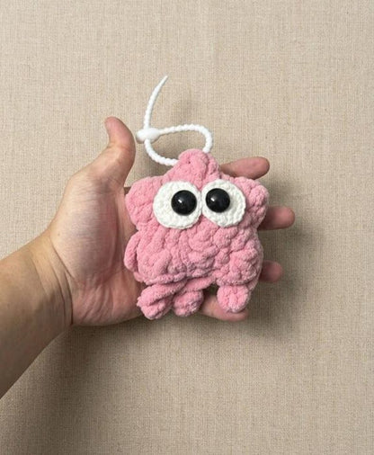 Handmade Amigurumi Big Star Crochet Bag Charm – Plush Keychain Gift