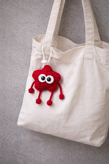 Handmade Amigurumi Big Star Crochet Bag Charm – Plush Keychain Gift