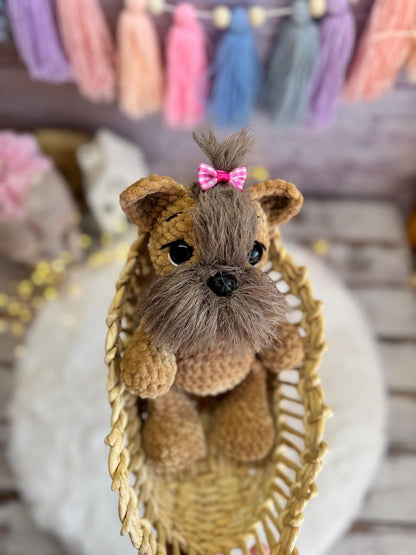 Crochet Yorkshire Terrier Amigurumi Figure, Handmade Yorkie Decor, Dog Collectible, Yorkshire Terrier Gift, Dog Figurine