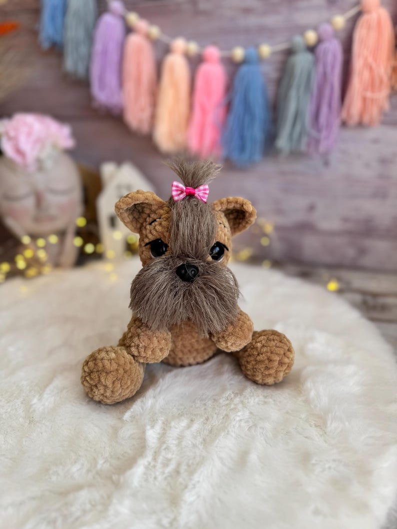 Crochet Yorkshire Terrier Amigurumi Figure, Handmade Yorkie Decor, Dog Collectible, Yorkshire Terrier Gift, Dog Figurine
