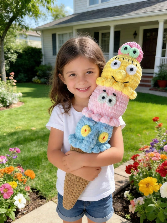 Artisan SpongeBob‑ice‑cream statuettes, imaginative side‑by‑side figures, juvenile chamber ornamental pieces, Yuletide nursery adornment