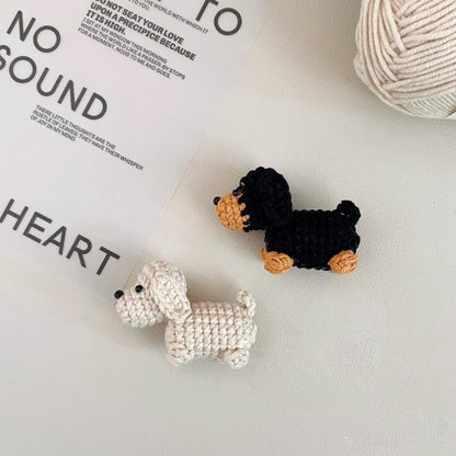 Mini Crochet Dog Plush Keychain – Cute Amigurumi Puppy – Handmade Small Dog Toy – Kawaii Desk Decor – Gift for Dog Lover