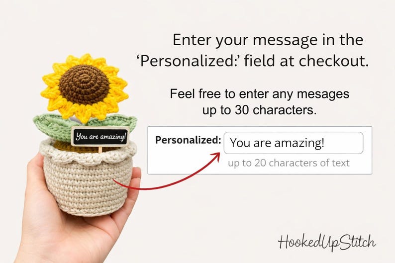 Handmade Crochet Sunflower Pot - Milk Yarn Bouquet Gift Mom, Encouragement Daily Positive Affirmations