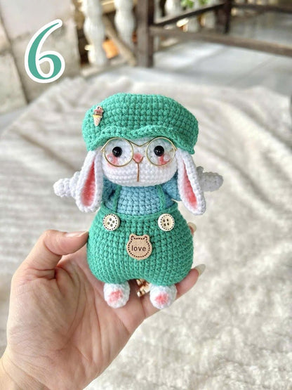 Cute Bunny Crochet Doll – Kawaii Rabbit Amigurumi – Handmade Plush Bunny with Hat – Crochet Animal Toy – Unique Handmade Gift,