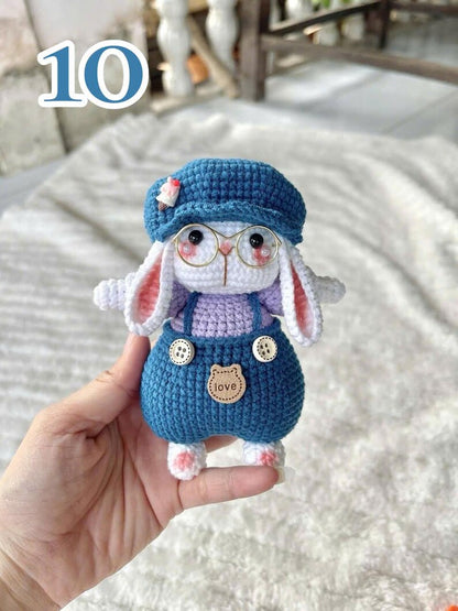 Cute Bunny Crochet Doll – Kawaii Rabbit Amigurumi – Handmade Plush Bunny with Hat – Crochet Animal Toy – Unique Handmade Gift,