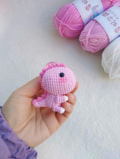 Cute Crochet Dinosaur Keychain, Handmade Amigurumi Dino Keyring, Kawaii Mini Dinosaur Plush, Bag Charm, Gift for Dino Lovers