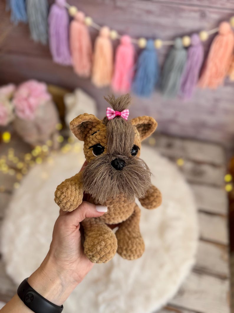 Crochet Yorkshire Terrier Amigurumi Figure, Handmade Yorkie Decor, Dog Collectible, Yorkshire Terrier Gift, Dog Figurine
