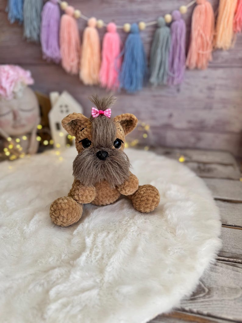 Crochet Yorkshire Terrier Amigurumi Figure, Handmade Yorkie Decor, Dog Collectible, Yorkshire Terrier Gift, Dog Figurine