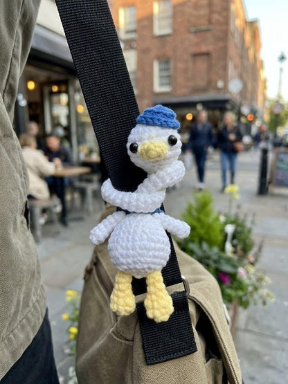 Long Neck Duck Crochet, Funny Backpack Keychain Gift, Handmade Amigurumi Animal Tote Bag Charm