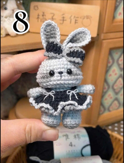 Crochet Cute Animal Set, Handmade Amigurumi Plush, Crochet Cute Bunny, Kitty Cat, Pig, Frog, Sheep, Crochet Animal Keychain, Gift For Her