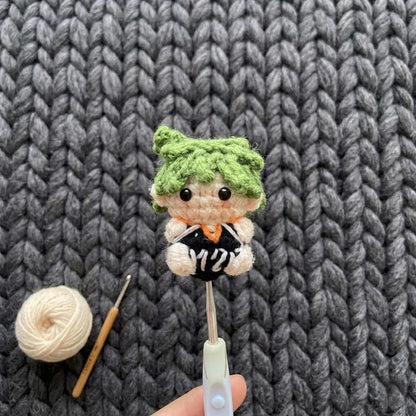 Chibi Anime Volleyball Team Crochet Keychain Set – Bag Charm, Handmade Amigurumi Gift