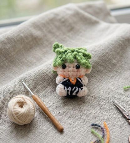 Chibi Anime Volleyball Team Crochet Keychain Set – Bag Charm, Handmade Amigurumi Gift