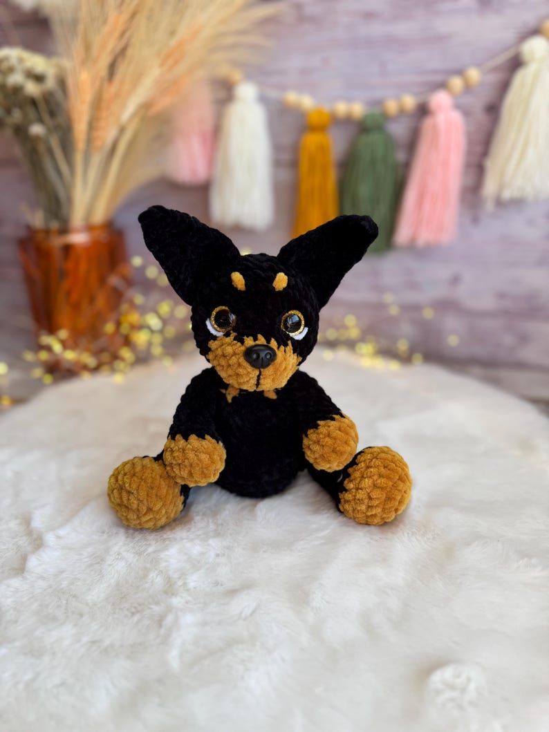 Doberman Rottweiler Miniature Pinscher Amigurumi Figure, Handmade Crochet Dog Decor, Dog Collectible, Dog Lover Gift