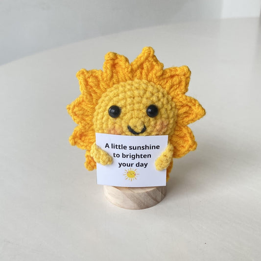Positive Crochet Sun Gift With Inspiring Affirmation Card, Sunshine Supportive, Thoughtful Stress Relief Gift, Birthday Gift, Desk Decor