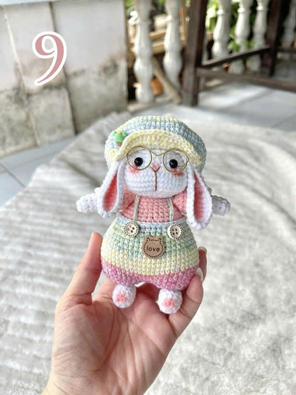 Cute Bunny Crochet Doll – Kawaii Rabbit Amigurumi – Handmade Plush Bunny with Hat – Crochet Animal Toy – Unique Handmade Gift,