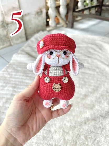 Cute Bunny Crochet Doll – Kawaii Rabbit Amigurumi – Handmade Plush Bunny with Hat – Crochet Animal Toy – Unique Handmade Gift,