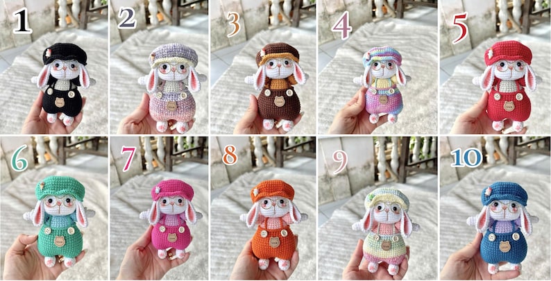 Cute Bunny Crochet Doll – Kawaii Rabbit Amigurumi – Handmade Plush Bunny with Hat – Crochet Animal Toy – Unique Handmade Gift,