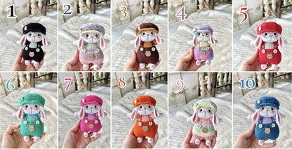 Cute Bunny Crochet Doll – Kawaii Rabbit Amigurumi – Handmade Plush Bunny with Hat – Crochet Animal Toy – Unique Handmade Gift,