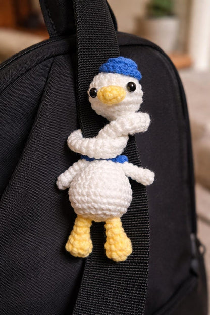 Long Neck Duck Crochet, Funny Backpack Keychain Gift, Handmade Amigurumi Animal Tote Bag Charm