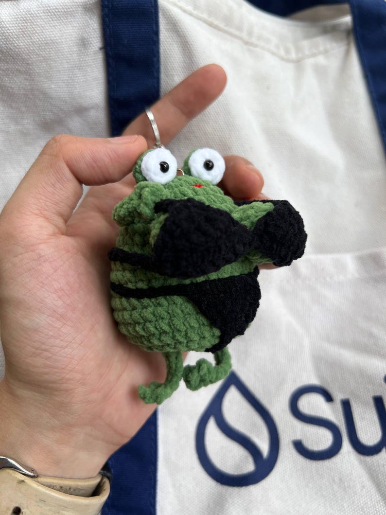 Funny Bikini Frog Crochet Keychain | Handmade Chubby Frog Bag Charm, Funny Gift for Girlfriend, Gift for Her, Frog Lover Gift