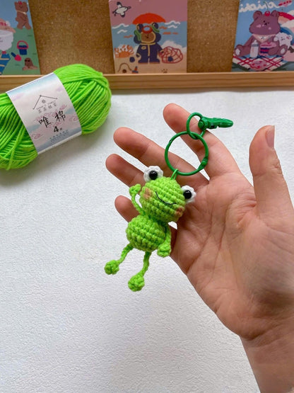 Cute Handmade Crochet Frog Plushie Keychain, Amigurumi Frog Doll, Cute Animal Toy, Frog Lovers, Froggy Crochet, Knitted Frog, Gift For Her