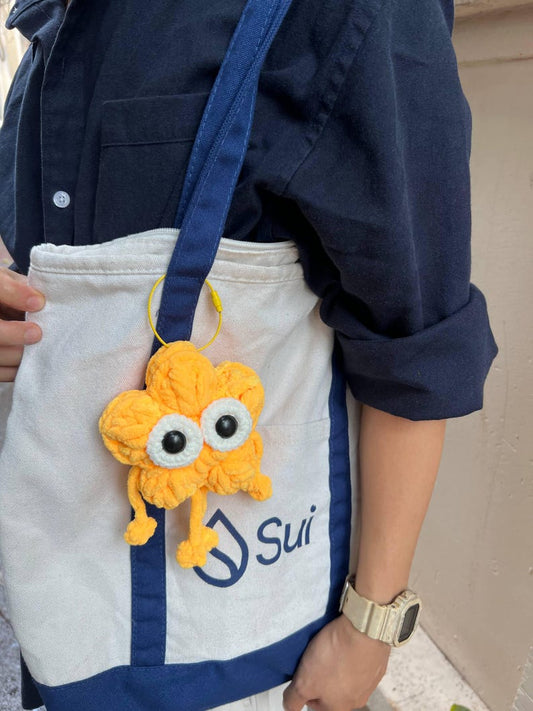 Handmade Amigurumi Big Star Crochet Bag Charm – Plush Keychain Gift