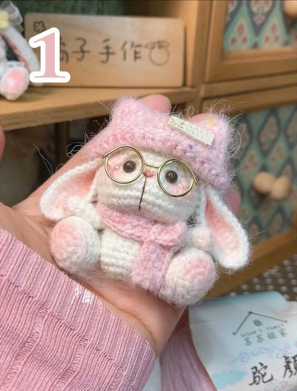 Crochet Cute Animal Set, Handmade Amigurumi Plush, Crochet Cute Bunny, Kitty Cat, Pig, Frog, Sheep, Crochet Animal Keychain, Gift For Her