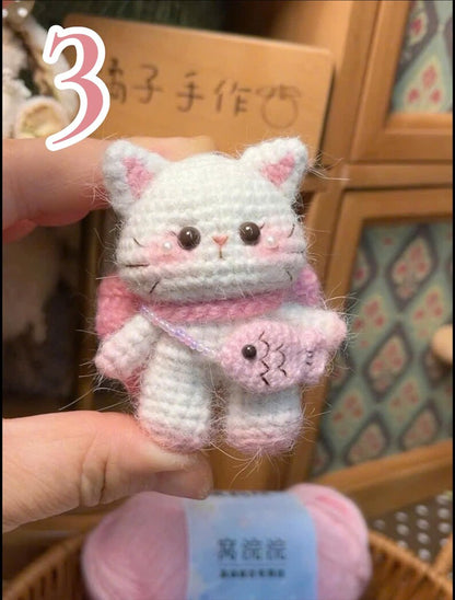 Crochet Cute Animal Set, Handmade Amigurumi Plush, Crochet Cute Bunny, Kitty Cat, Pig, Frog, Sheep, Crochet Animal Keychain, Gift For Her