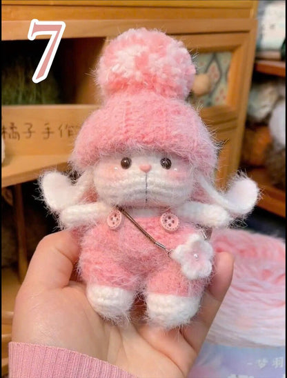Crochet Cute Animal Set, Handmade Amigurumi Plush, Crochet Cute Bunny, Kitty Cat, Pig, Frog, Sheep, Crochet Animal Keychain, Gift For Her