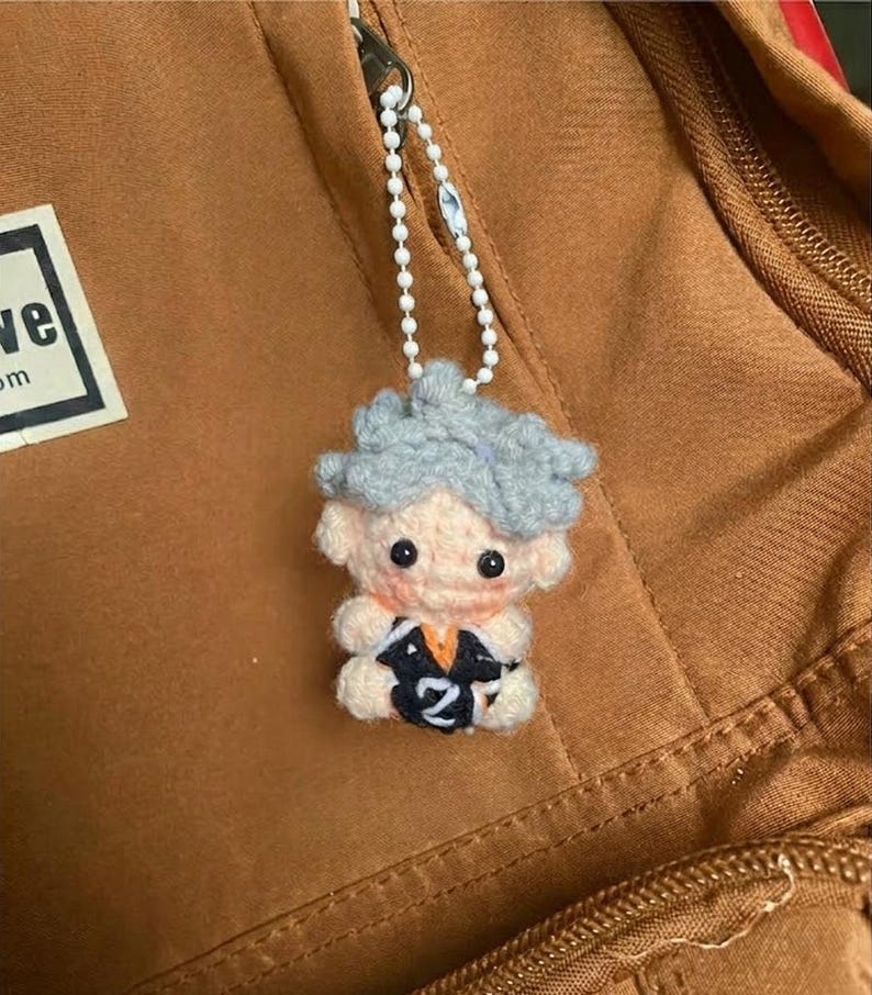 Chibi Anime Volleyball Team Crochet Keychain Set – Bag Charm, Handmade Amigurumi Gift