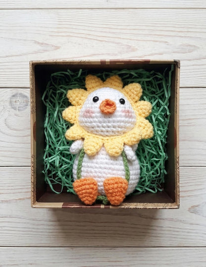 Sunflower Duck Crochet Car Hanging | Handmade Amigurumi Duck Rearview Mirror Charm, Cute Car Accessory, Car Interior Gift, Gift for Her