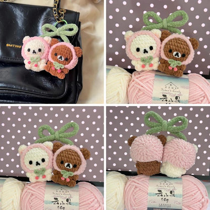 Cute Crochet Bear Keychain, Handmade Amigurumi Bear Bag Charm, Kawaii Teddy Keyring, Gift for Her, Cute Backpack Charm