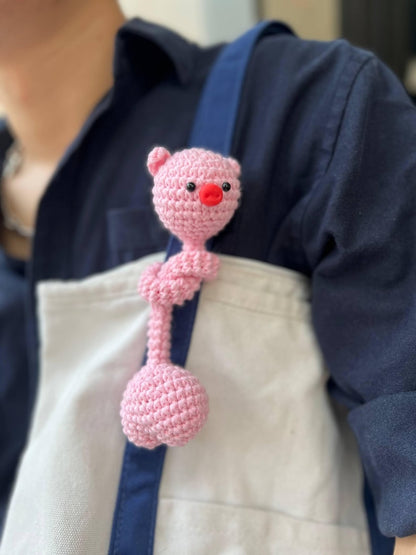 Crochet Lizard Bag Charm, Funny Gecko Keychain, Handmade Amigurumi Animal Plush, Cute Long Neck Animal Clip On Bag Accessory, Gift for Her
