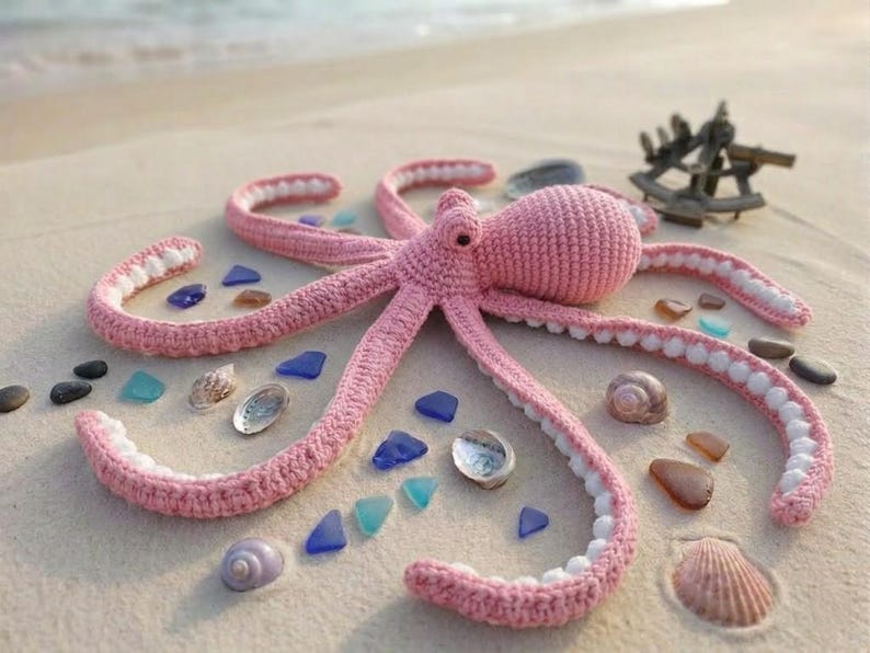 Crochet Octopus Plush, Amigurumi Octopus Toy, Handmade Sea Animal Decor, Ocean Gift, Soft Plush Octopus, Ocean Lover, Crochet Ocean Animal