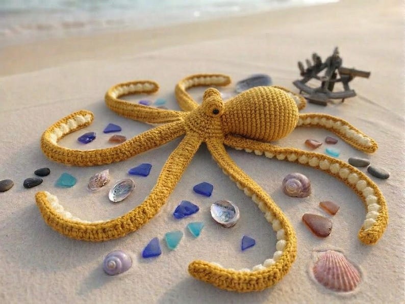 Crochet Octopus Plush, Amigurumi Octopus Toy, Handmade Sea Animal Decor, Ocean Gift, Soft Plush Octopus, Ocean Lover, Crochet Ocean Animal