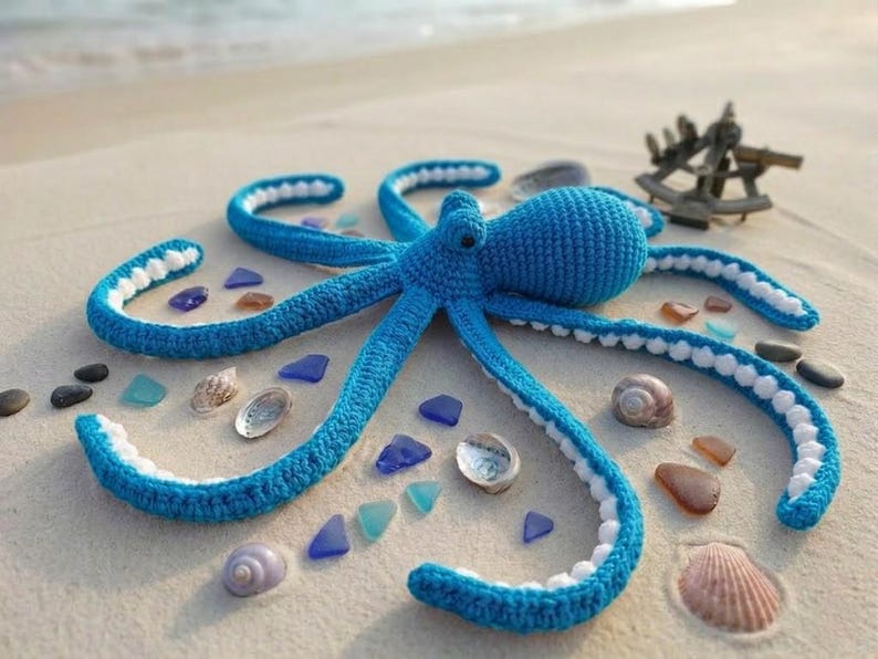 Crochet Octopus Plush, Amigurumi Octopus Toy, Handmade Sea Animal Decor, Ocean Gift, Soft Plush Octopus, Ocean Lover, Crochet Ocean Animal