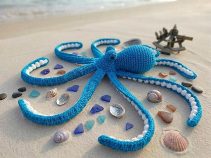 Crochet Octopus Plush, Amigurumi Octopus Toy, Handmade Sea Animal Decor, Ocean Gift, Soft Plush Octopus, Ocean Lover, Crochet Ocean Animal