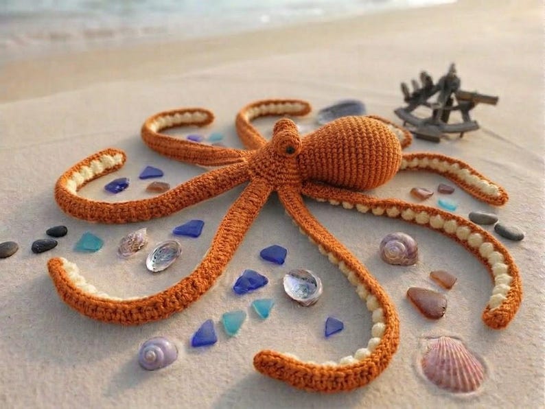 Crochet Octopus Plush, Amigurumi Octopus Toy, Handmade Sea Animal Decor, Ocean Gift, Soft Plush Octopus, Ocean Lover, Crochet Ocean Animal