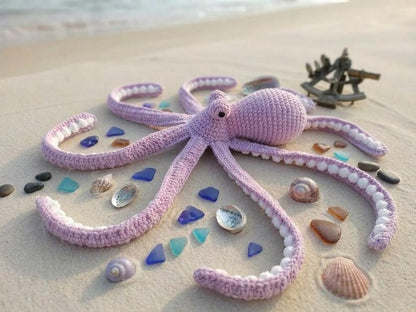 Crochet Octopus Plush, Amigurumi Octopus Toy, Handmade Sea Animal Decor, Ocean Gift, Soft Plush Octopus, Ocean Lover, Crochet Ocean Animal