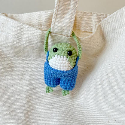 Handmade Crochet Frog Plushie With Overalls, Amigurumi Frog, Frog Plush Toy, Froggy Stuffed Animal, Frog Cute Gifts