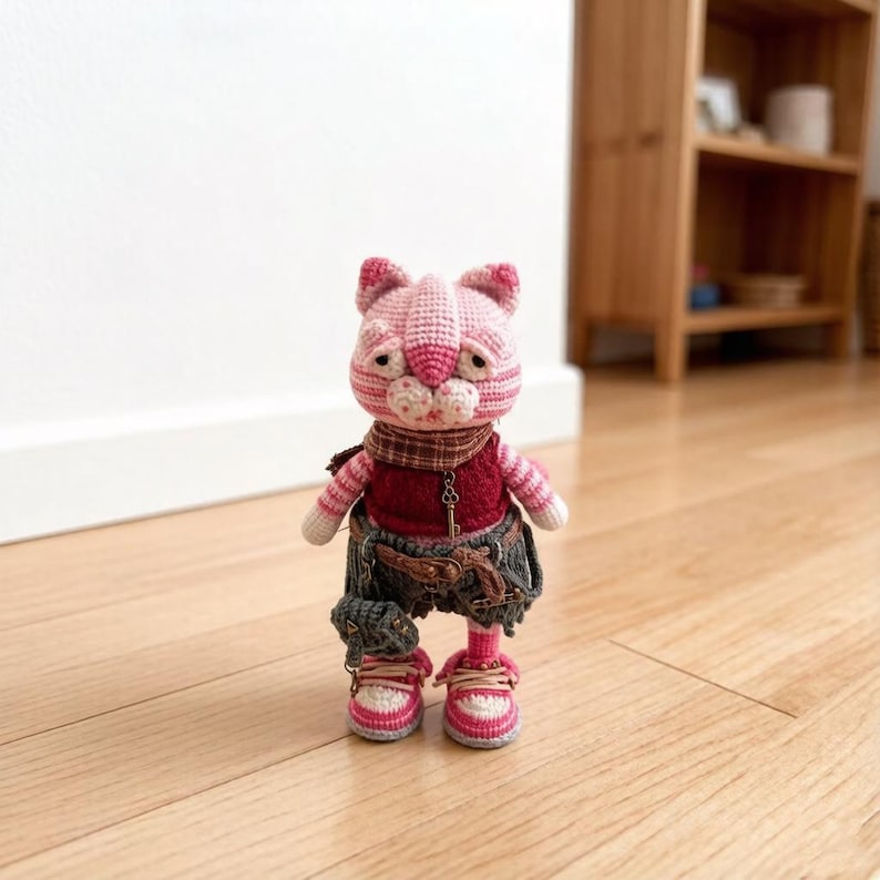 Artisan woven feline sculpted pieces, punk themed hobbyist statuettes, household ornamental accents, juvenile mementos, Yuletide room trims