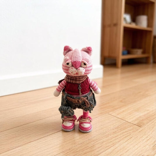 Artisan woven feline sculpted pieces, punk themed hobbyist statuettes, household ornamental accents, juvenile mementos, Yuletide room trims