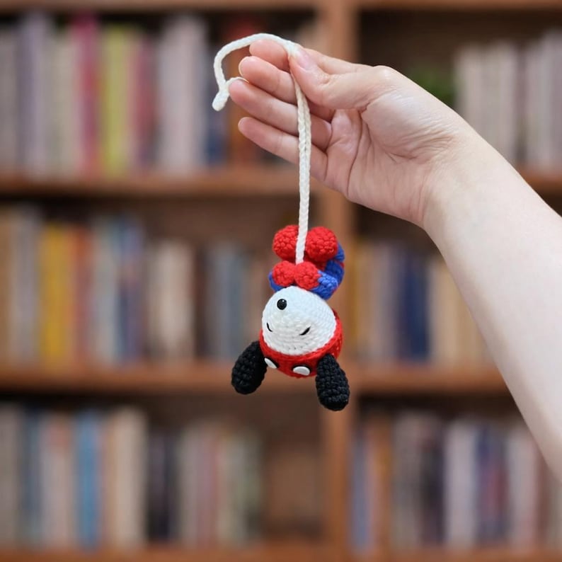 Crochet Beagle Amigurumi Doll – Handmade Spider Puppy Plush, Gift for Him, Bag Charm