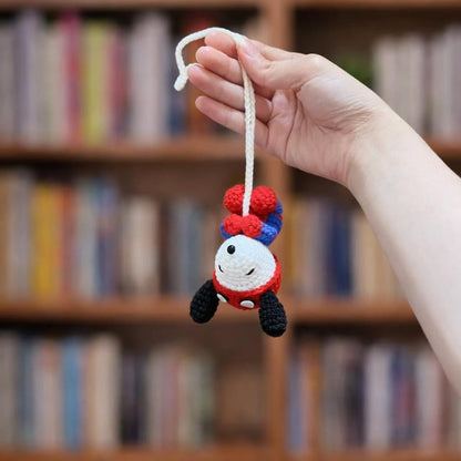 Crochet Beagle Amigurumi Doll – Handmade Spider Puppy Plush, Gift for Him, Bag Charm
