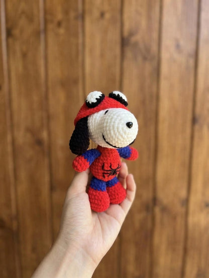 Crochet Beagle Amigurumi Doll – Handmade Spider Puppy Plush, Gift for Him, Bag Charm