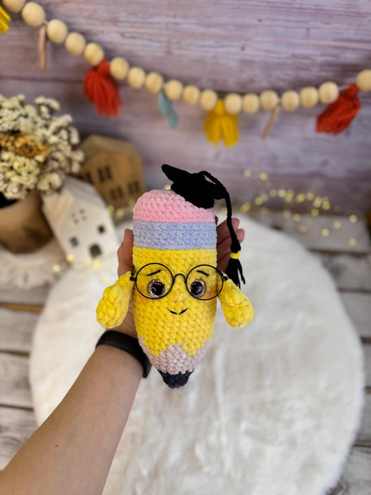 Graduation Gift Crochet Pencil Plush Teacher Appreciation Present School Decor Amigurumi Student Keepsake