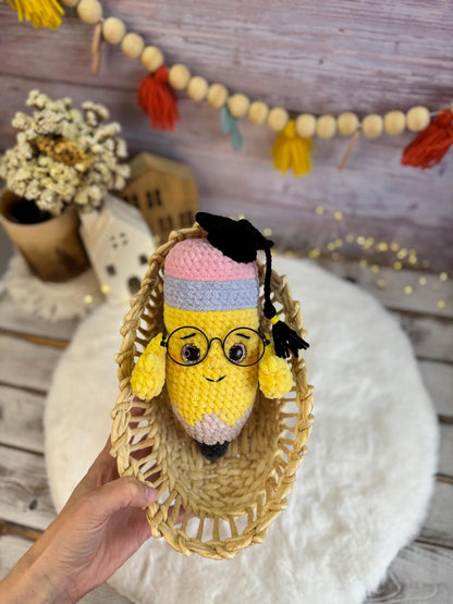 Graduation Gift Crochet Pencil Plush Teacher Appreciation Present School Decor Amigurumi Student Keepsake