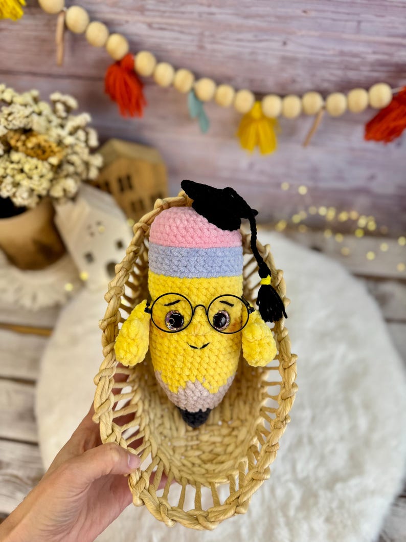 Graduation Gift Crochet Pencil Plush Teacher Appreciation Present School Decor Amigurumi Student Keepsake
