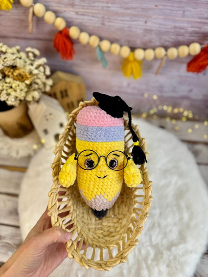 Graduation Gift Crochet Pencil Plush Teacher Appreciation Present School Decor Amigurumi Student Keepsake
